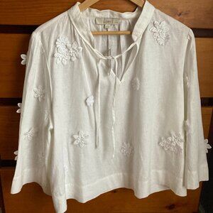 white blouse with flowers LOFT